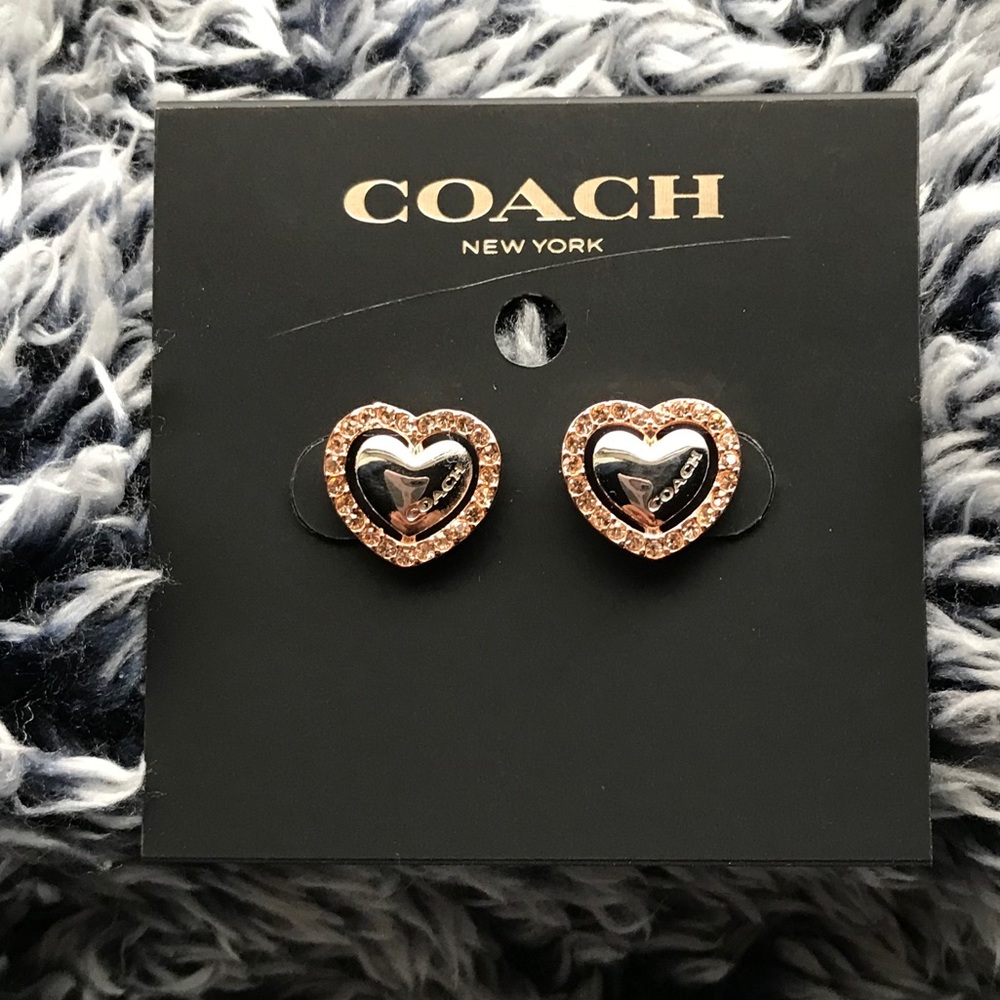 Coach heart stud earrings